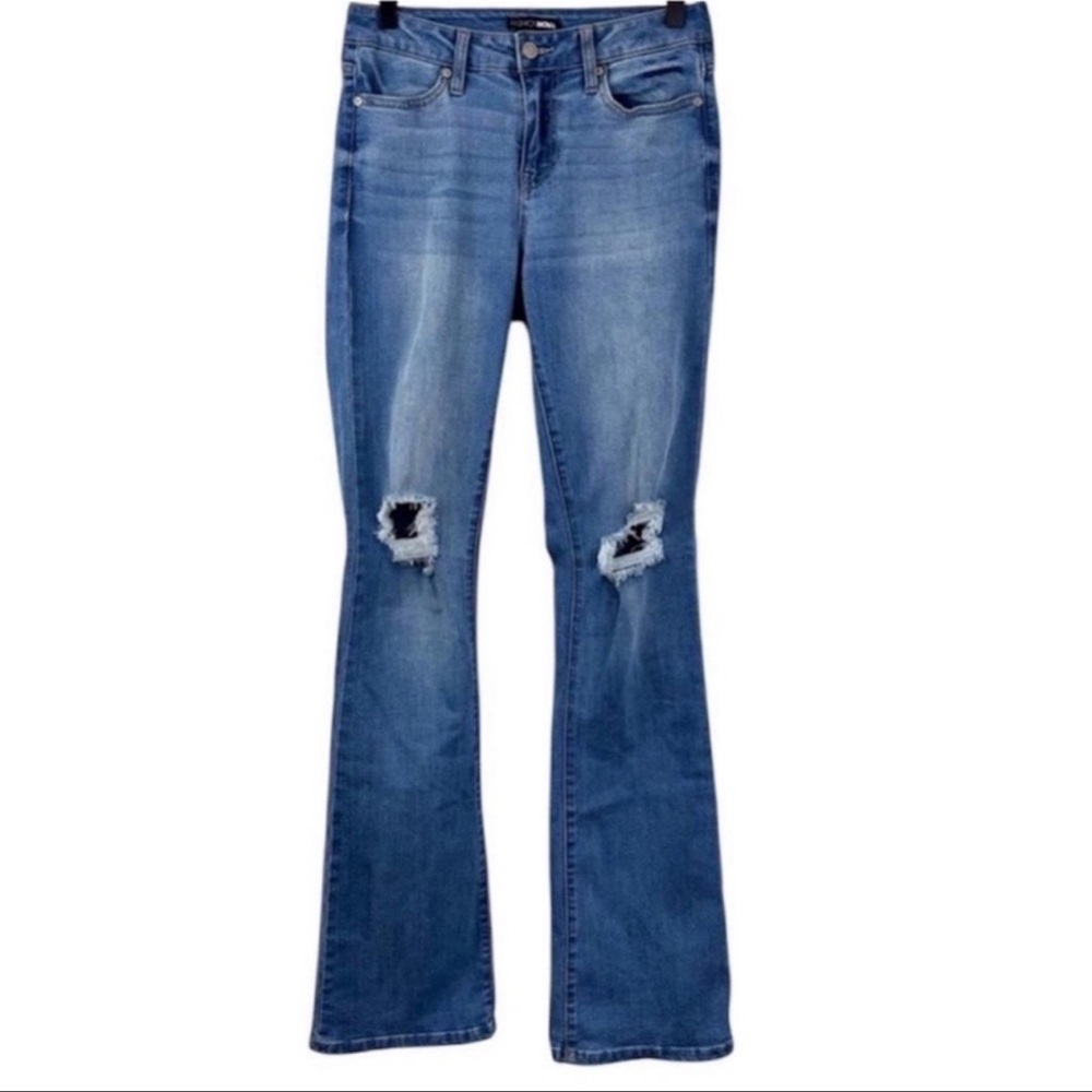 Fashion Nova Distressed Ripped Knee Boot Cut Jeans